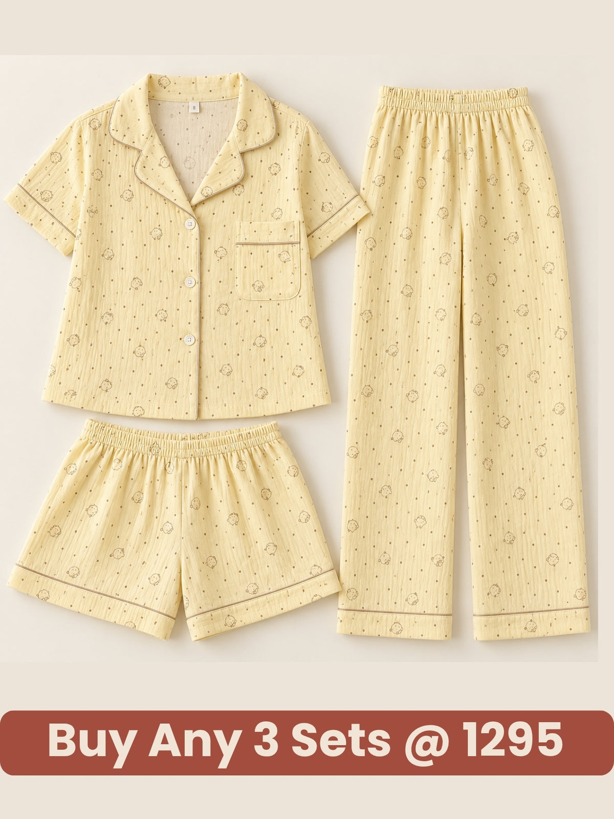 Buttercup Bunny Dot 3-Piece Pajama Set