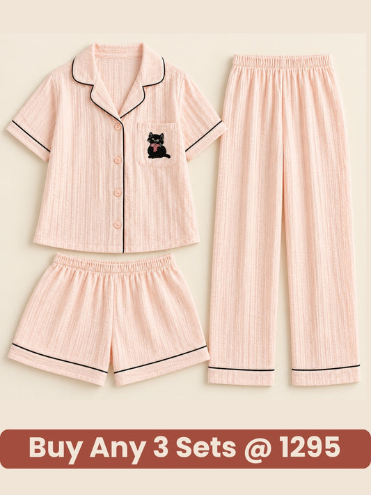 Blush Comfort 3-Piece Lounge Pajama Set