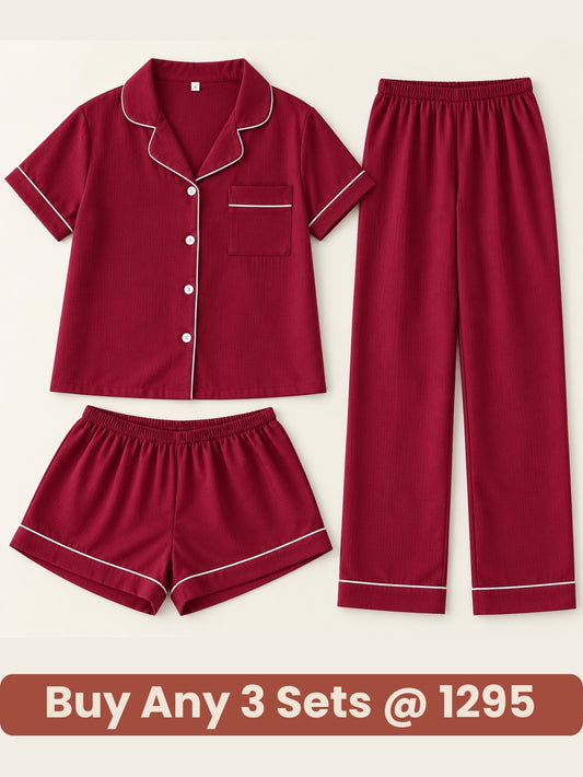 Ruby Luxe 3-Piece Lounge Pajama Set