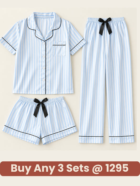 Skyline Stripe 3-Piece Pajama Set