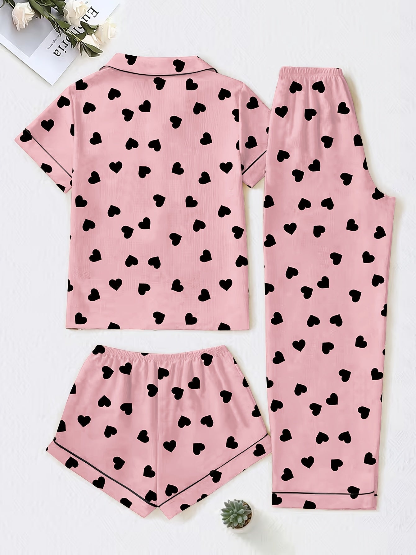 Blush Hearts 3-Piece Pajama Set