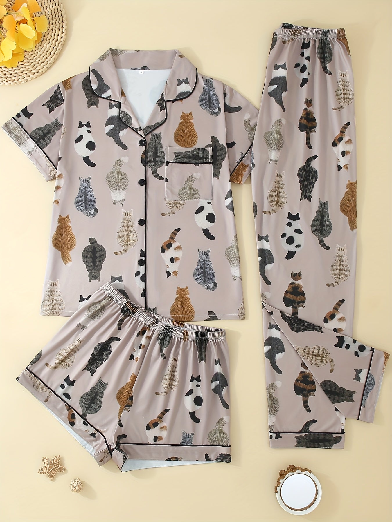 Whisker Bliss 3-Piece Pajama Set