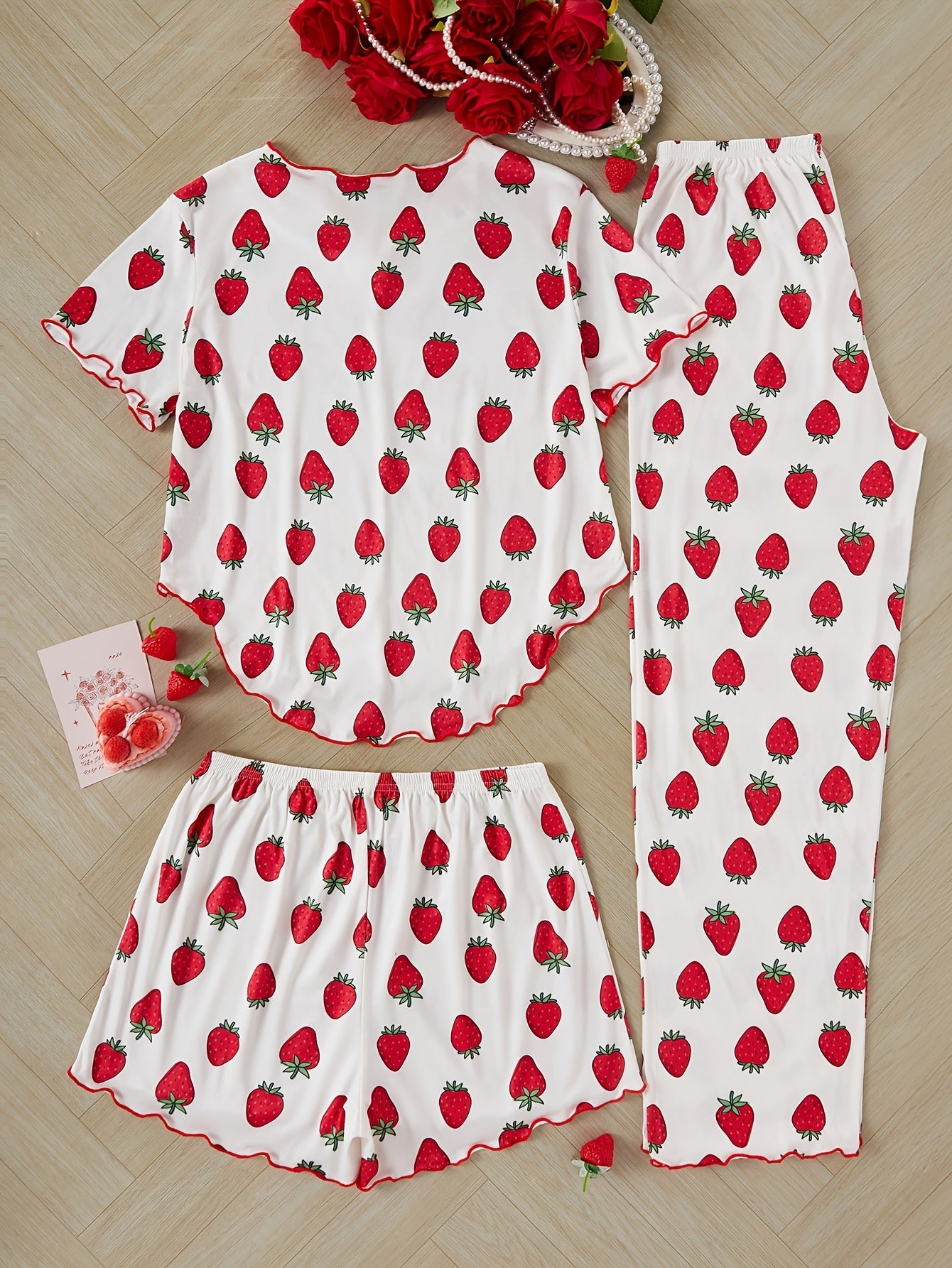 Strawberry Bliss 3-Piece Pajama Set