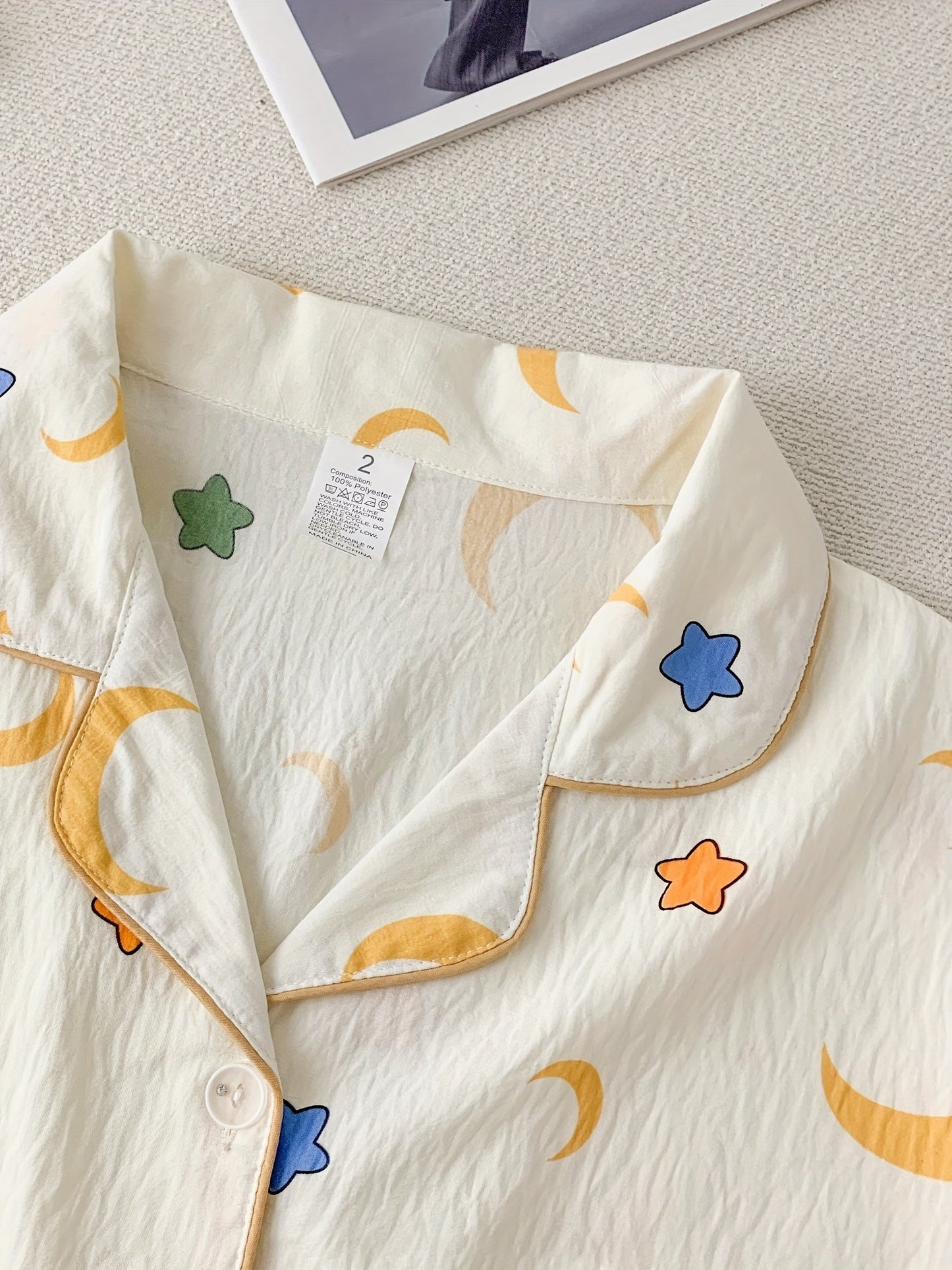 Moonlight Teddy 3-Piece Pajama Set – Shirt, Shorts & Pants