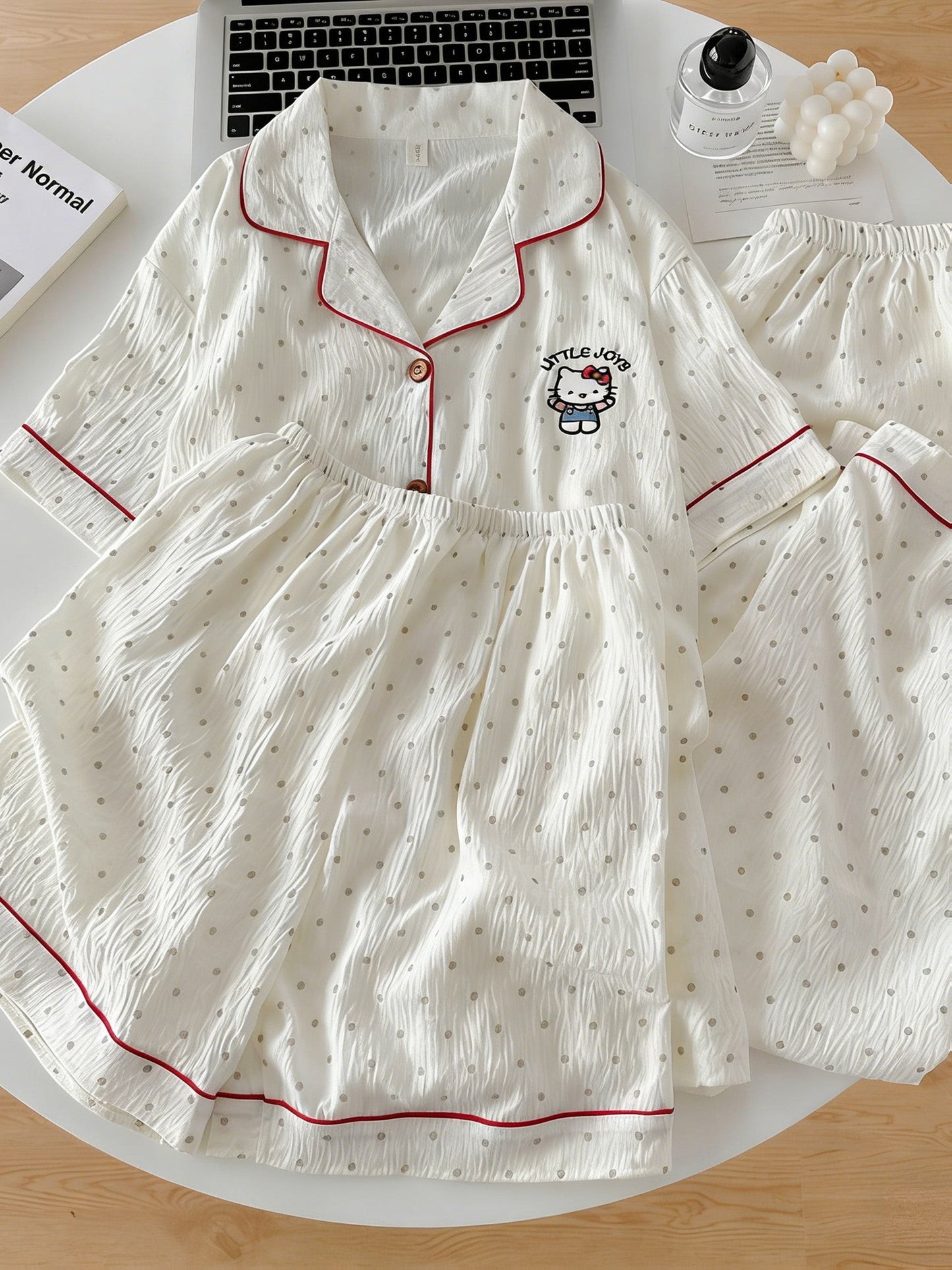 Ivory Dot 3-Piece Pajama Set