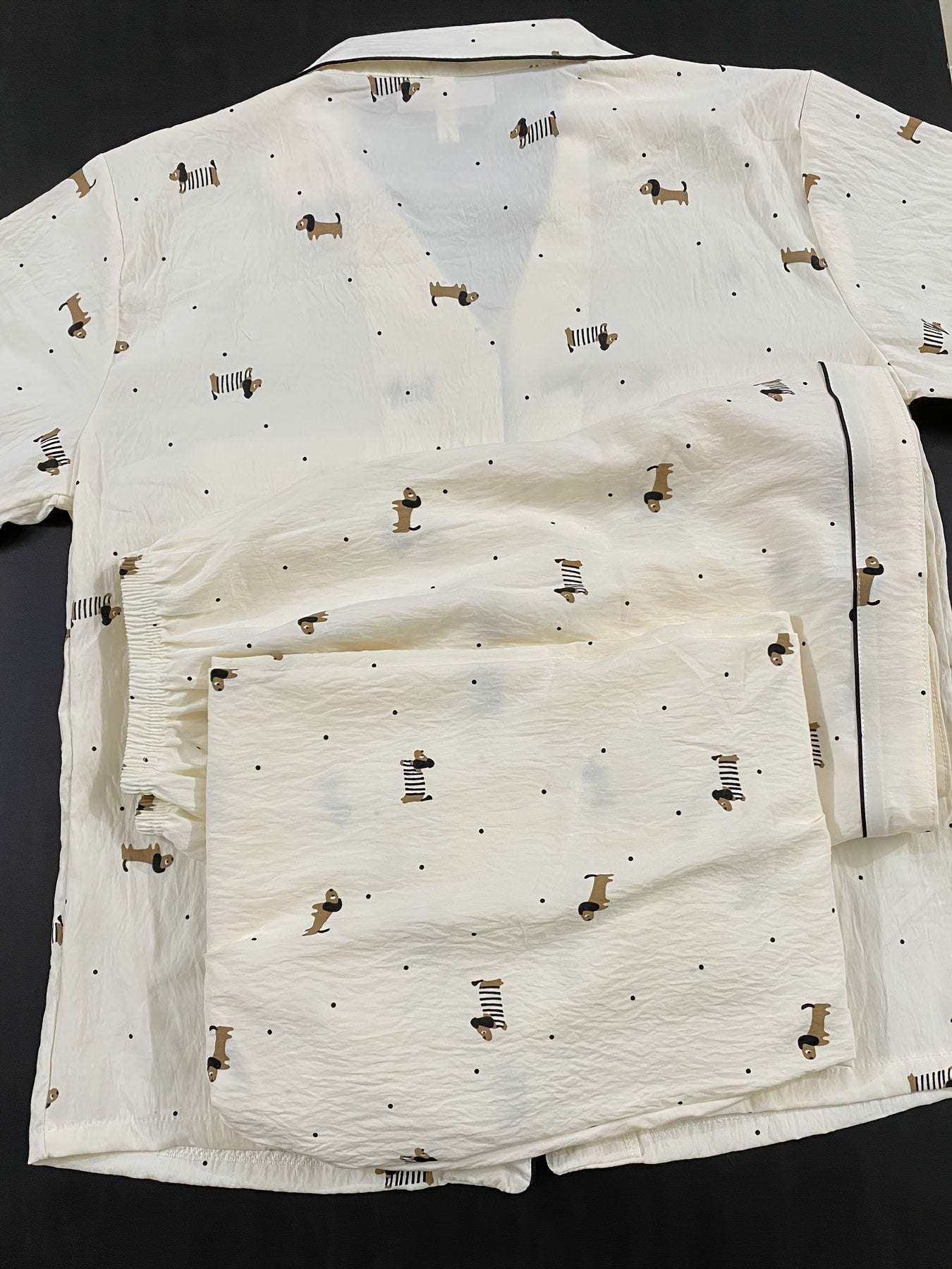 Creamy Pup Chic 3-Piece Pajama Set