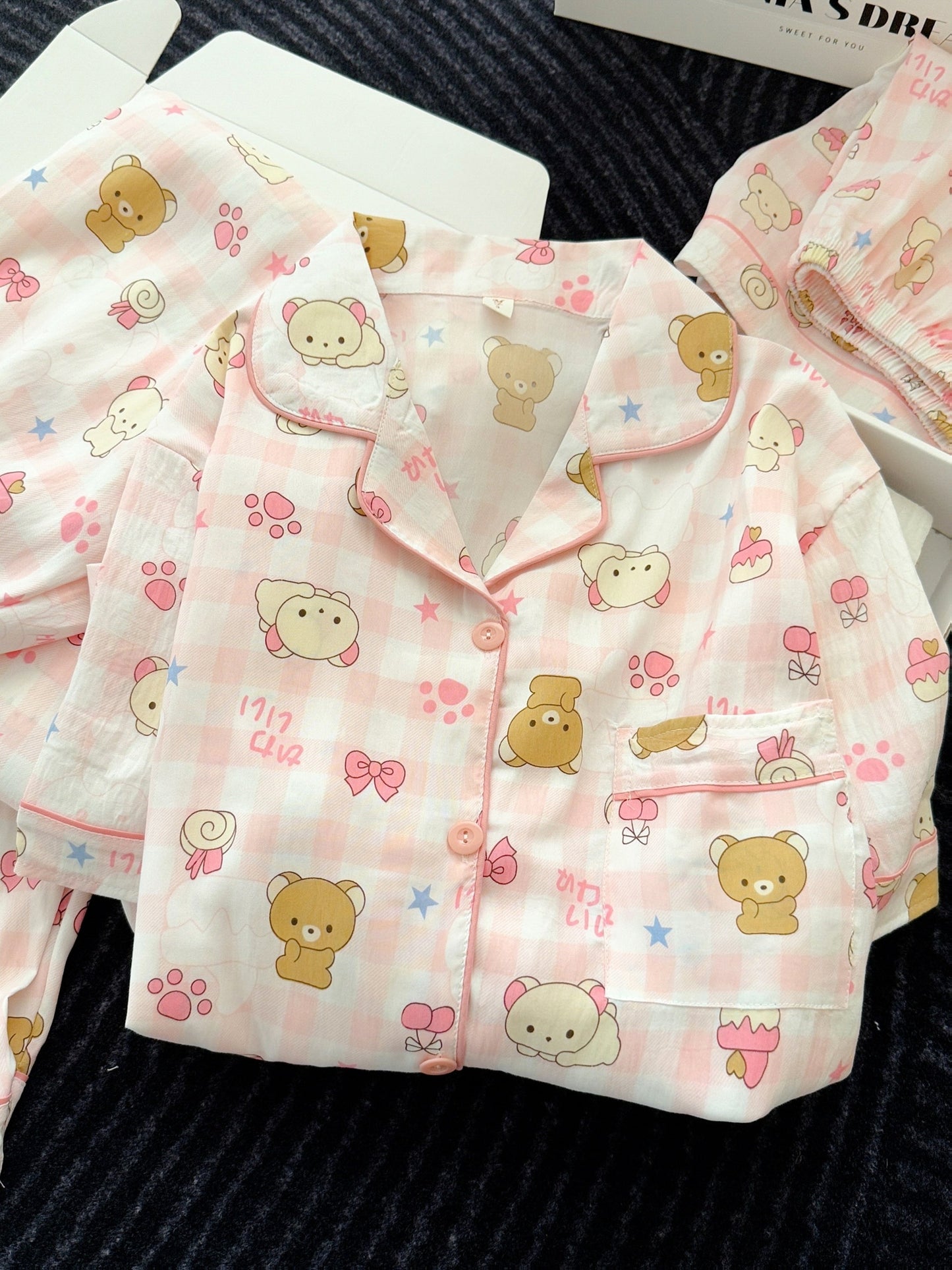 Pink Teddy Dream 3-Piece Pajama Set – Shirt, Shorts & Pants