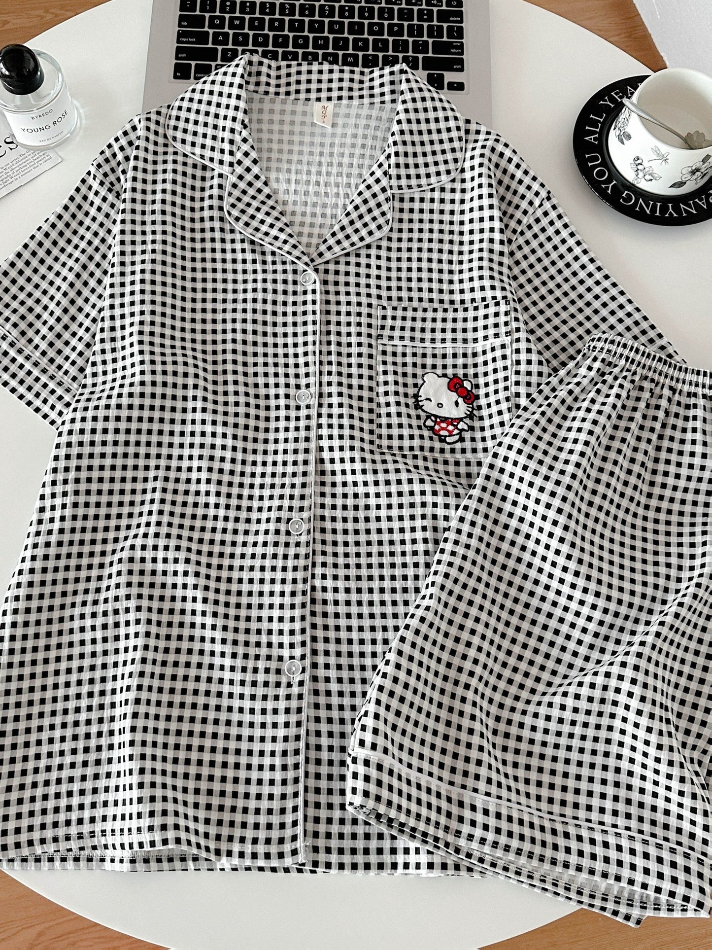 Midnight Check Kitty 3-Piece Pajama Set