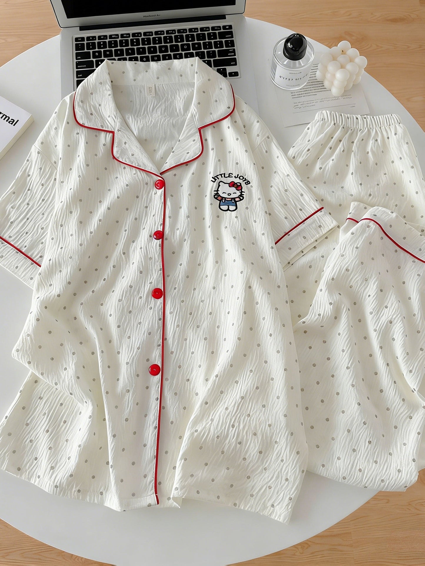 Ivory Dot 3-Piece Pajama Set