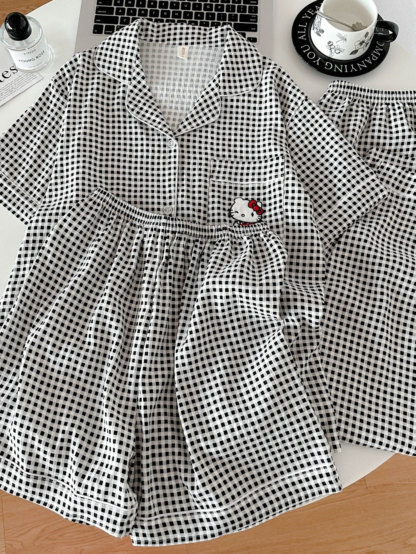 Midnight Check Kitty 3-Piece Pajama Set