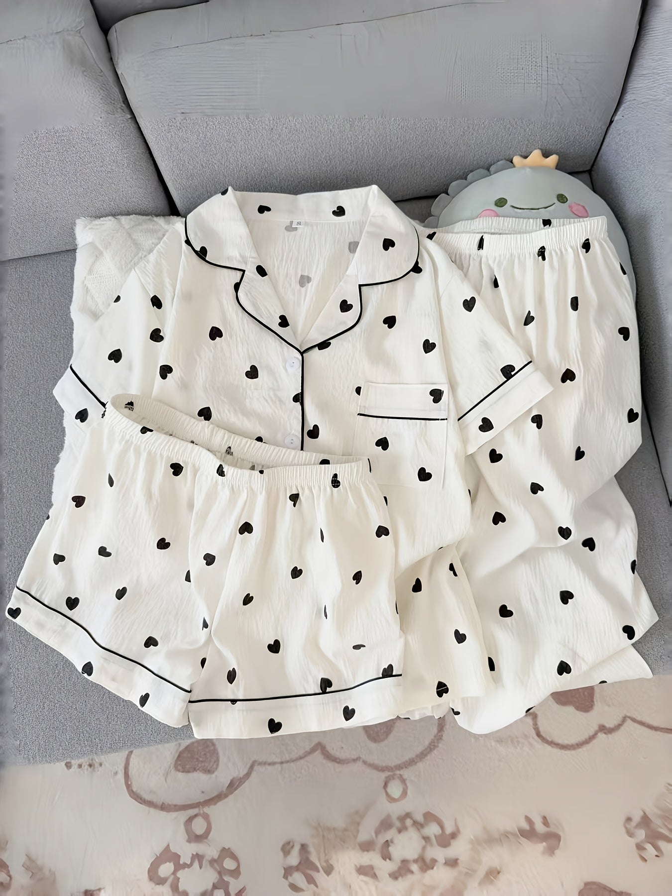Midnight Hearts 3-Piece Pajama Set