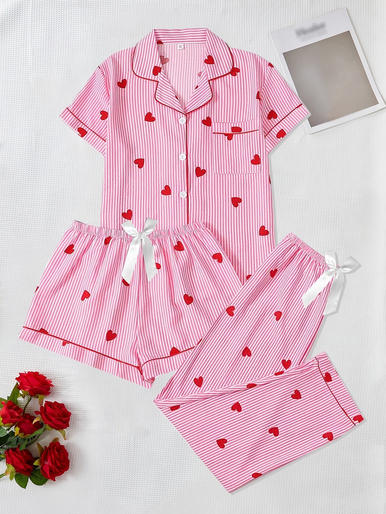 Sweetheart Stripe 3-Piece Pajama Set