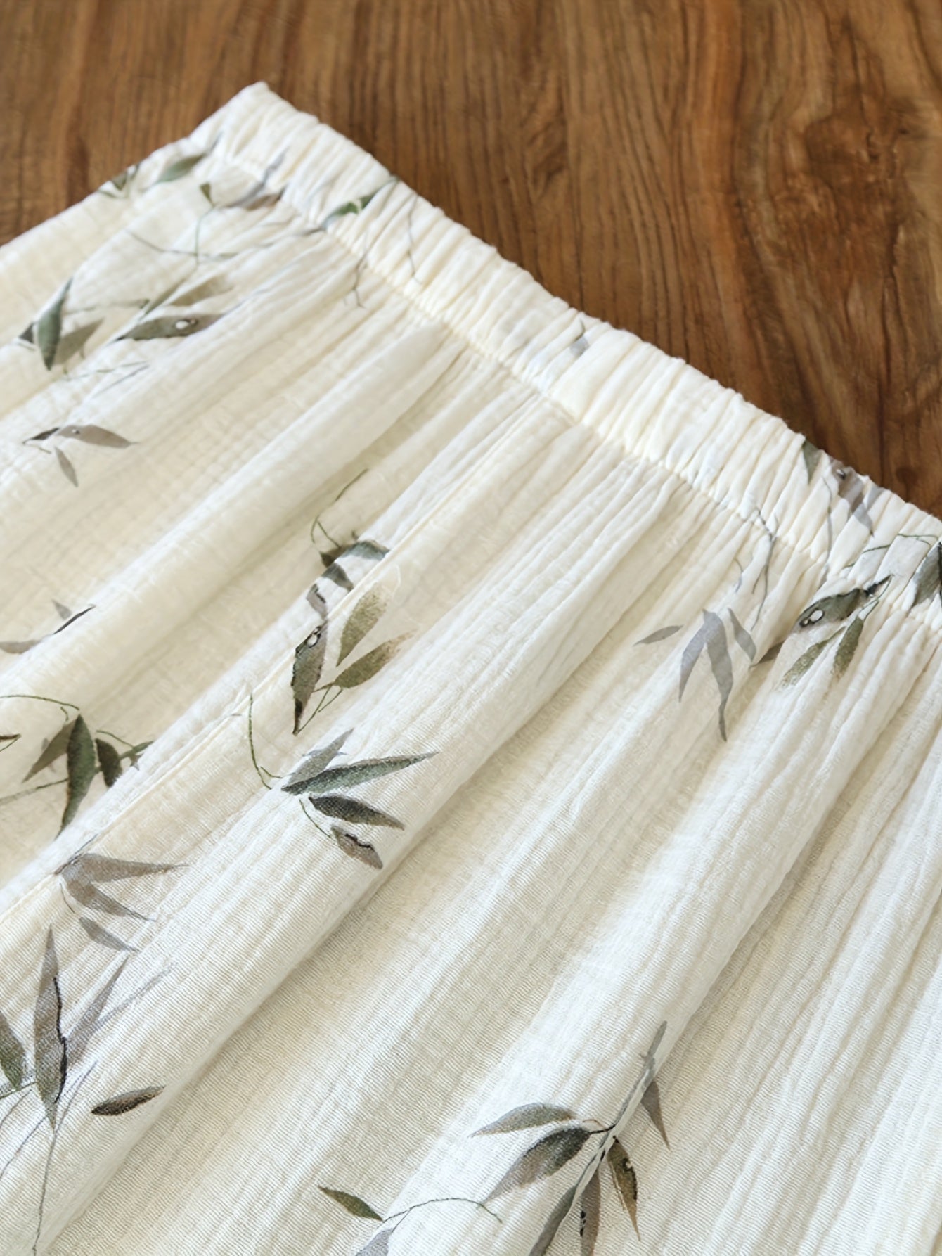 Olive Leaf Serenity 3-Piece Pajama Set – Shirt, Shorts & Pants